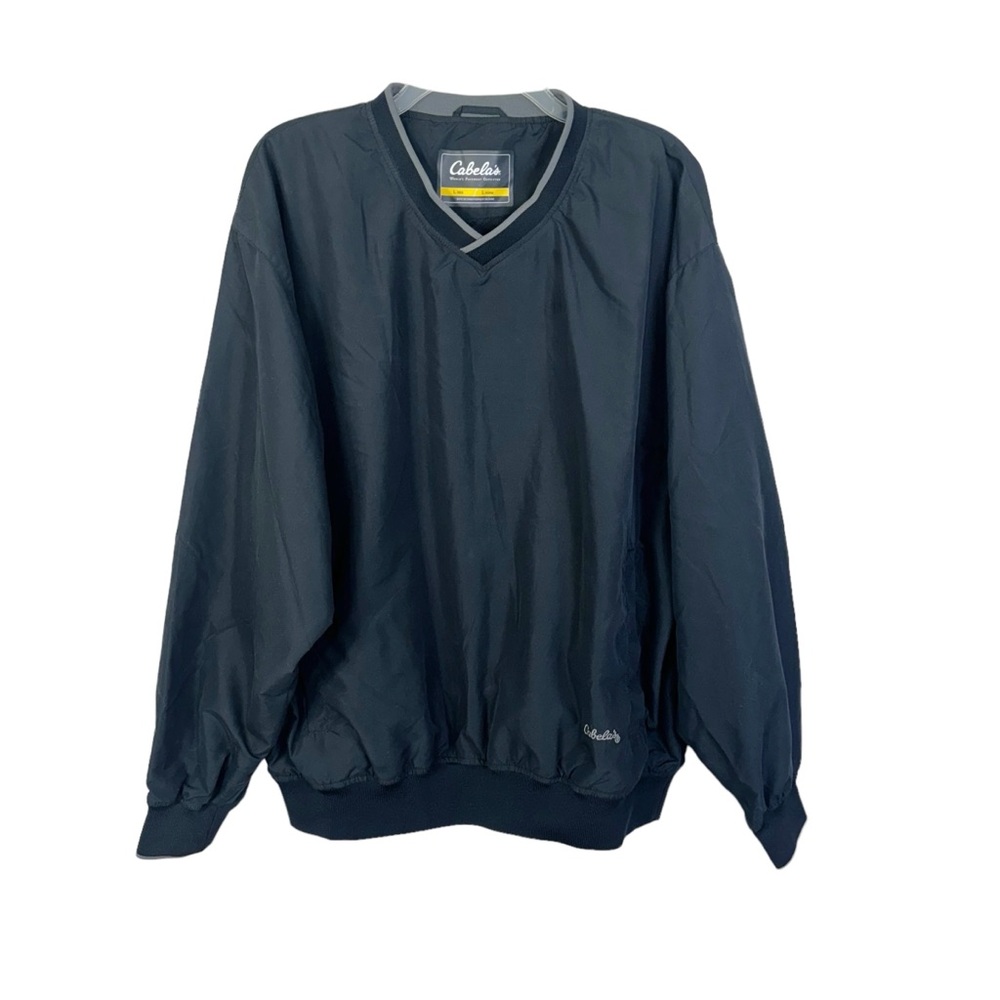 Cabelas Men’s Sweatshirt Large Black Windbreaker Pullover Lightweight Active
